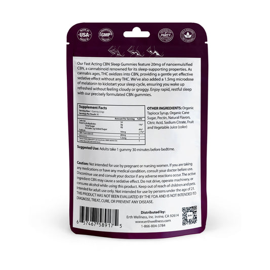 CBN Blackberry sleep gummies package back