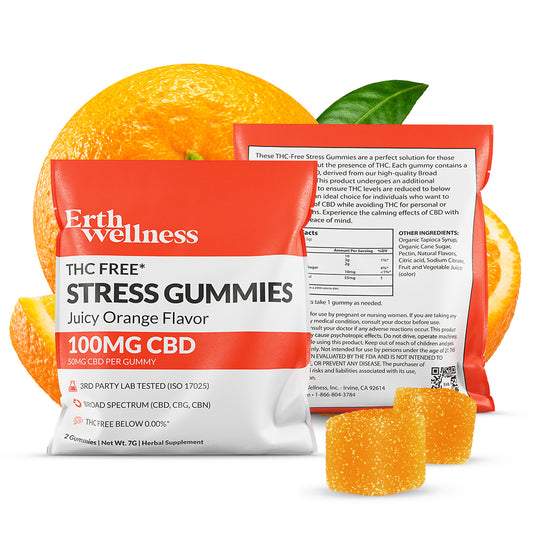 THC Free STRESS Gummies - Juicy Orange - 100mg (SAMPLE PACK)
