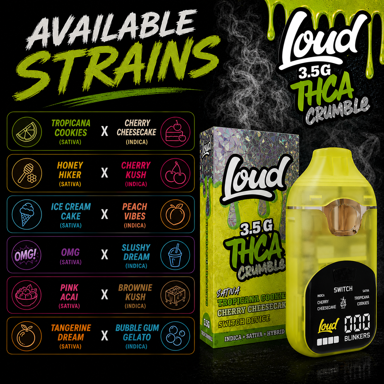 Loud THC-A Crumble SWITCH Disposable – 3.5g