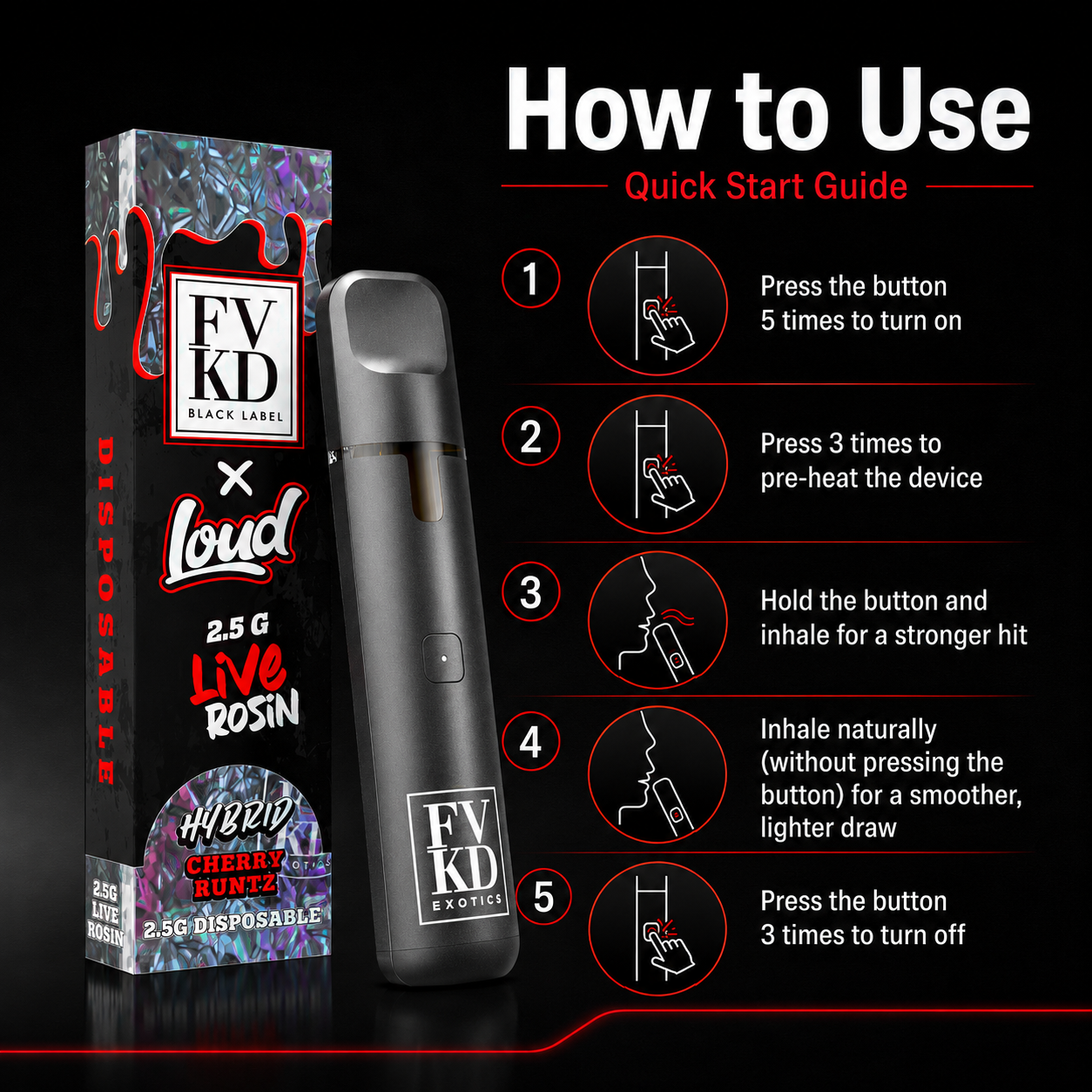FVKD x LOUD Cold Pressed Live Rosin Disposable 2.5G