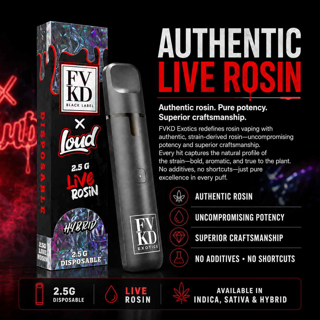 FVKD x LOUD Cold Pressed Live Rosin Disposable 2.5G