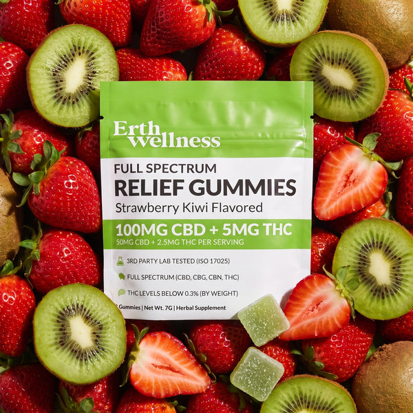 Full Spectrum RELIEF Gummies - Strawberry Kiwi - 100mg CBD + 5mg THC (SAMPLE PACK)