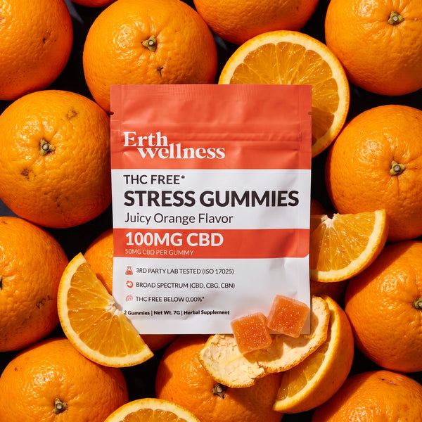 THC Free STRESS Gummies - Juicy Orange - 100mg (SAMPLE PACK)