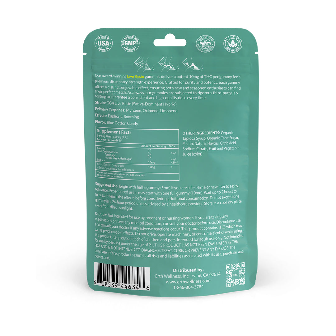 Δ9 THC Gummies – Gorilla Glue #4 (Hybrid) | Live Resin | Cotton Candy (300mg)