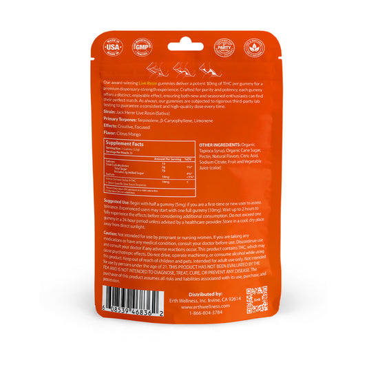 Δ9 THC Gummies – Jack Herer (Sativa) | Live Resin | Citrus Mango (300mg)