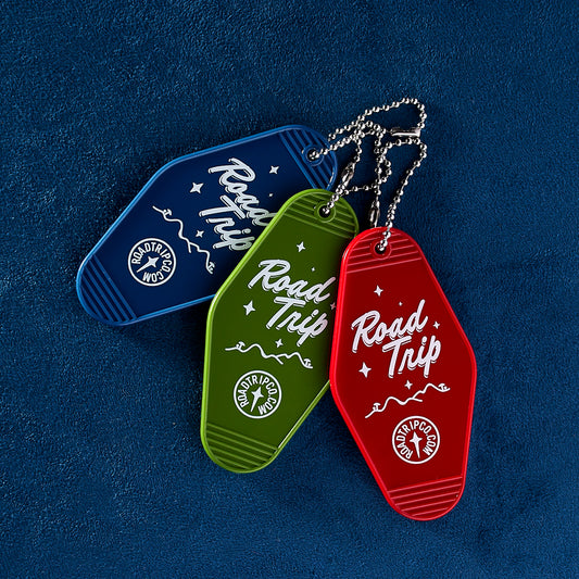 Road Trip Vintage Hotel Key Style Keychain