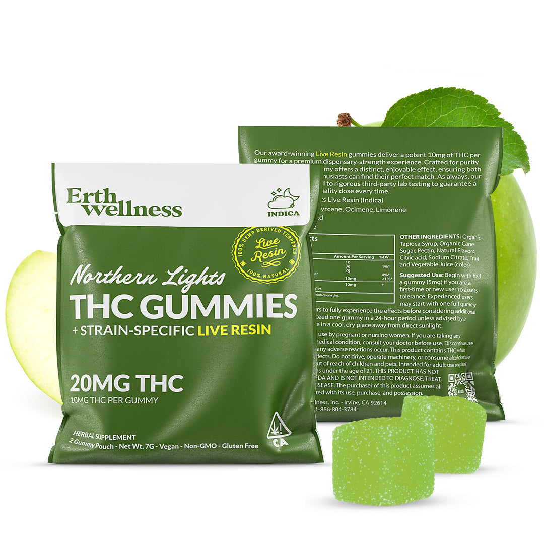 Δ9 THC Gummies – Northern Lights (Indica) | Live Resin | Green Apple (20mg Sample Pack)