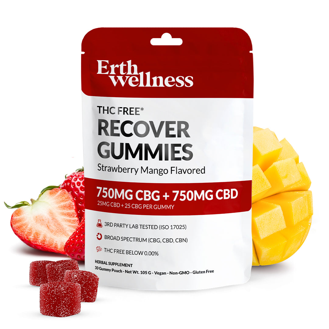 Recover Gummies – CBD + CBG – THC-Free | Strawberry Mango (1500mg)