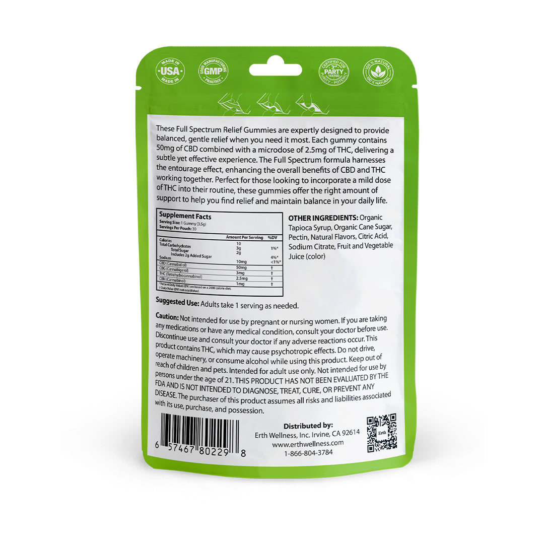 Relief Gummies – Full Spectrum CBD + THC | Strawberry Kiwi (1500mg + 75mg)