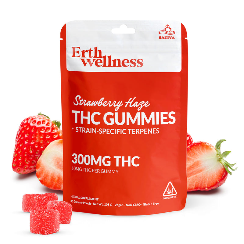 Δ9 THC Gummies – Strawberry Haze (Sativa) | Strain Specific | Strawberry (300mg)