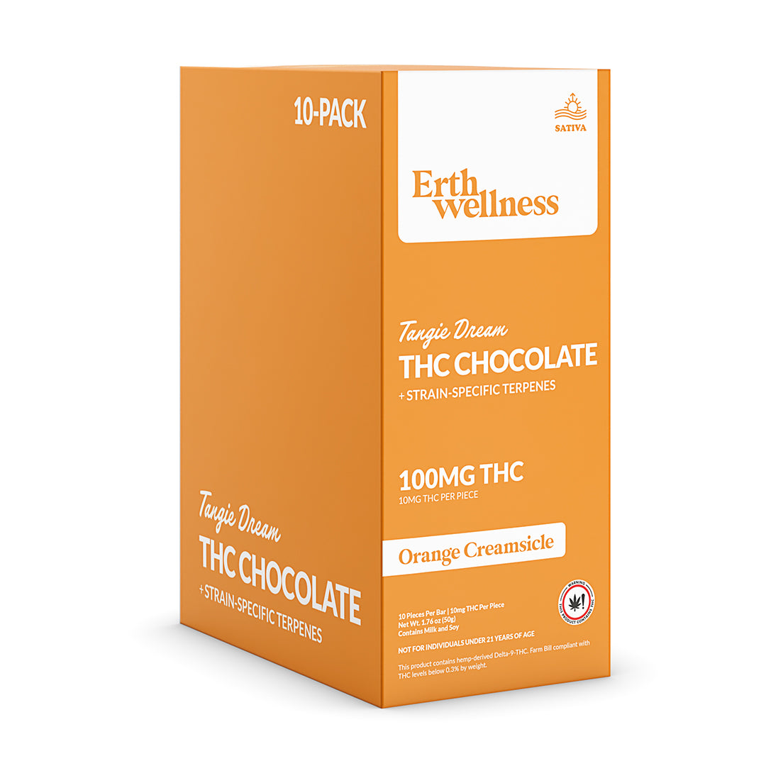 Δ9 THC Chocolate Bar – Tangie Dream (Sativa) | Strain Specific | Orange Creamsicle (100mg)