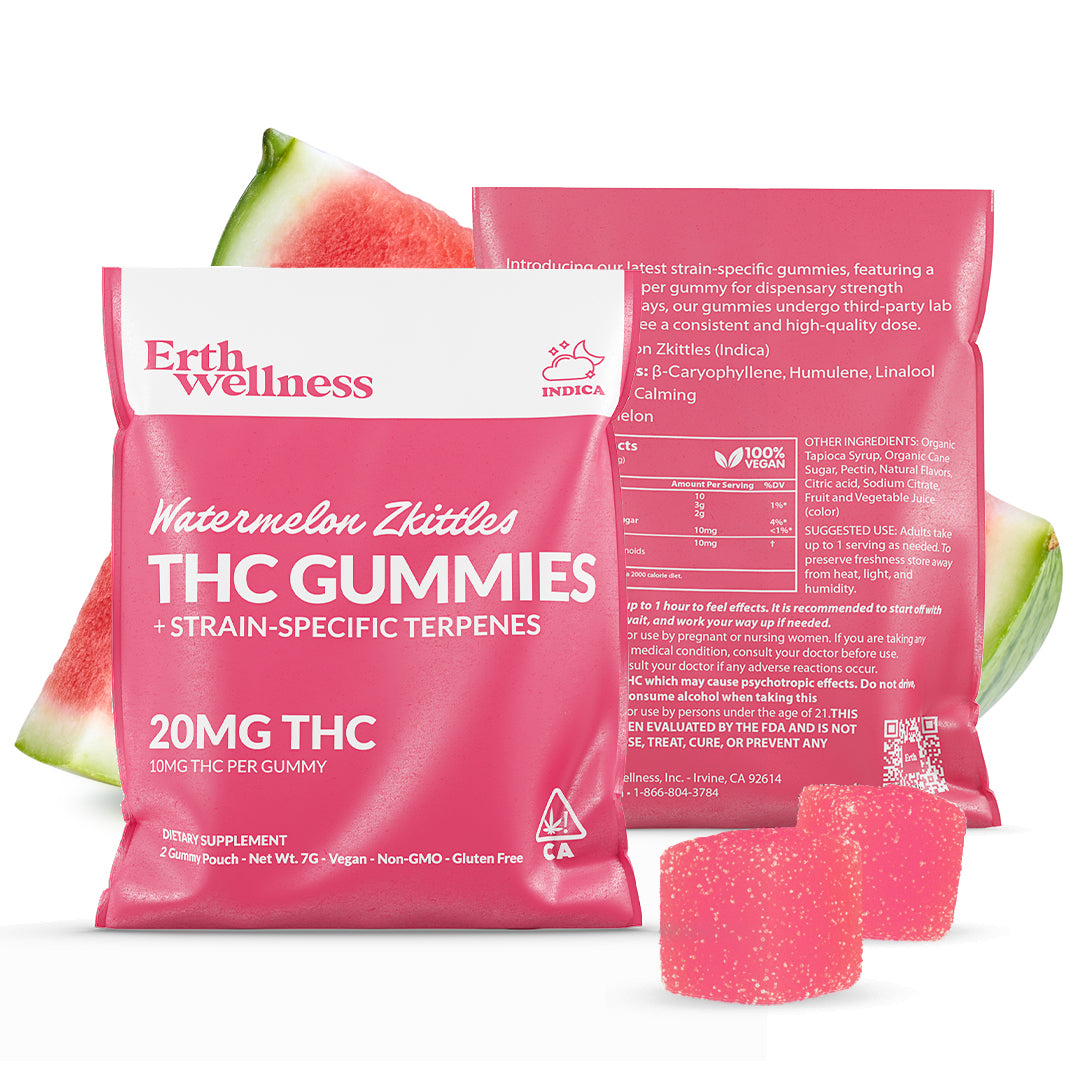 Δ9 THC Gummies – Watermelon Zkittles (Indica) | Strain Specific | Watermelon Candy (20mg Sample Pack)