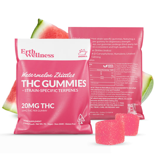 Δ9 THC Gummies – Watermelon Zkittles (Indica) | Strain Specific | Watermelon Candy (20mg Sample Pack)