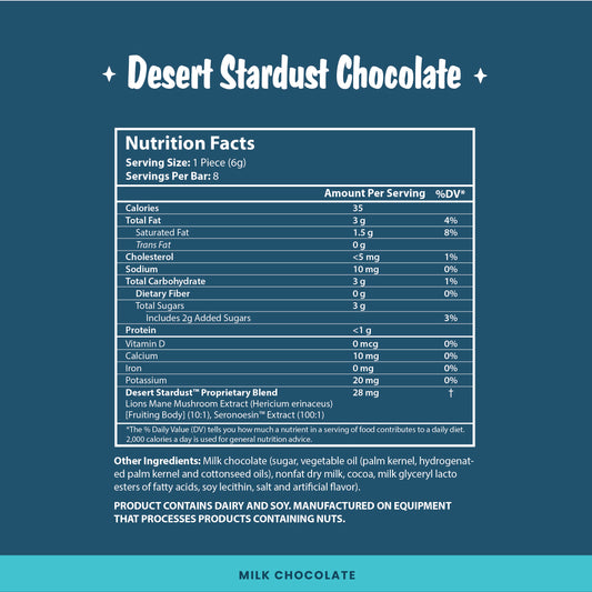 Desert Stardust Mushroom Chocolate Bar - Milk Chocolate