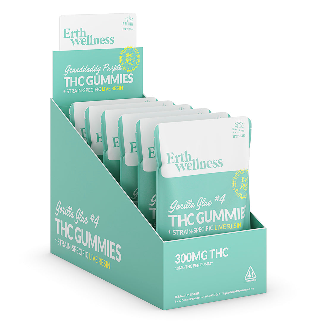 Δ9 THC Gummies – Gorilla Glue #4 (Hybrid) | Live Resin | Cotton Candy (300mg)