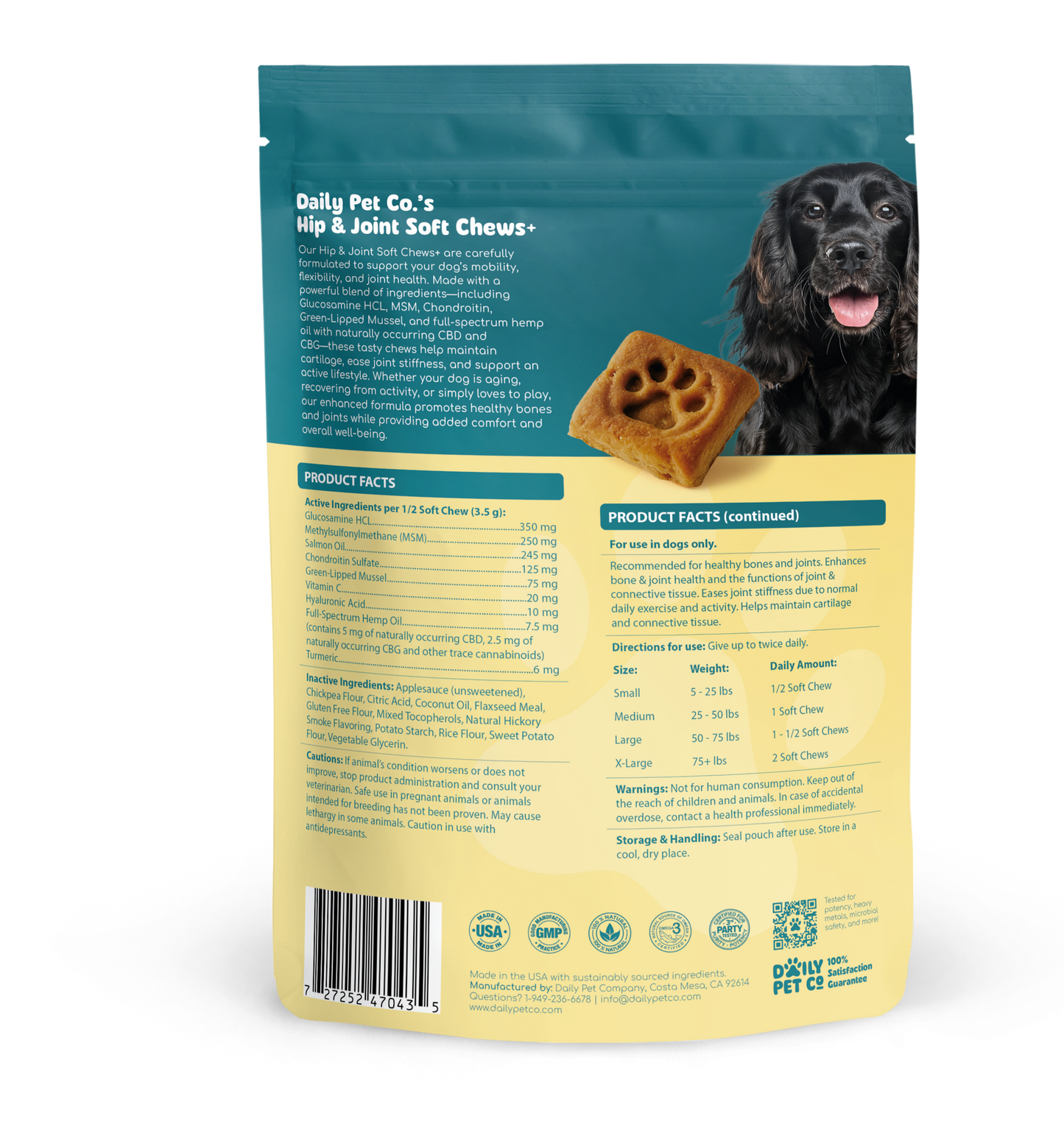 Hip & Joint Soft Chews+ for Dogs - 600mg CBD : 300mg CBG